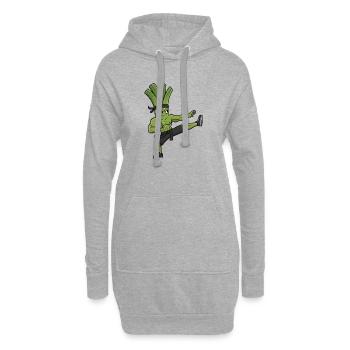 Karaté Kick Poireau Oignon Céleri Arts Martiaux Kuns - Sweat-shirt à capuche long Femme - gris chiné - Devant