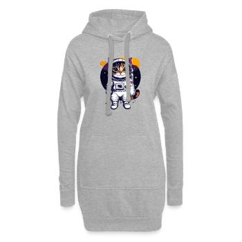 Coole Weltraumkatze Katzenastronaut Katzen Design - Hoodie-Kleid - Grau meliert - Vorne