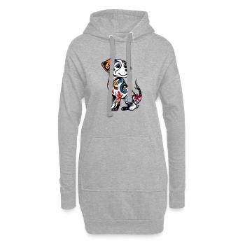 kleiner Blumen Tattoo Hund florales Muster Motiv - Hoodie-Kleid - Grau meliert - Vorne