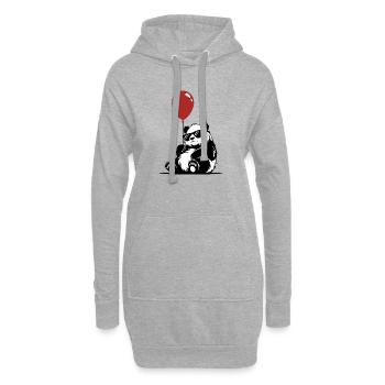 Cooler Panda mit Luftballon | Lustiges Party Motiv - Hoodie-Kleid - Grau meliert - Vorne