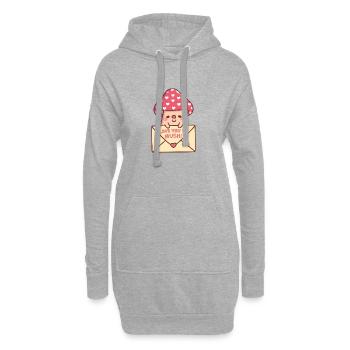 Süßer Pilz mit Brief Love You So Mush Wortspiel - Hoodie-Kleid - Grau meliert - Vorne