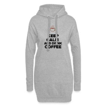 KEEP CALM AND DRINK COFFEE, KAFFEE JUNKIE GESCHENK - Hoodie-Kleid - Grau meliert - Vorne
