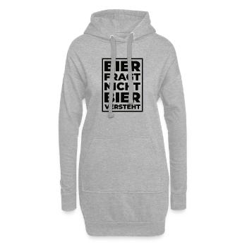 Bier fragt nicht – Bier versteht Typo Print - Hoodie-Kleid - Grau meliert - Vorne