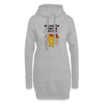 Mein Kostüm ist in der Wäsche hängt Leine Fasching - Hoodie-Kleid - Grau meliert - Vorne