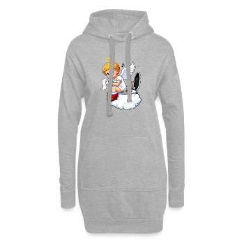 Engel auf Toilette – Wolkenmotiv  - Hoodie-Kleid - Grau meliert - Vorne