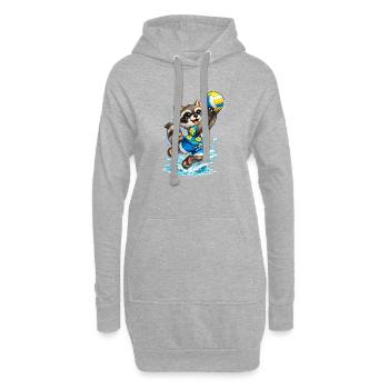 Un raton laveur sur la plage avec le volley-ball - Sweat-shirt à capuche long Femme - gris chiné - Devant