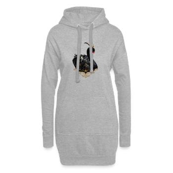 Schwarzer Schwan mit goldener Krone - Hoodie-Kleid - Grau meliert - Vorne