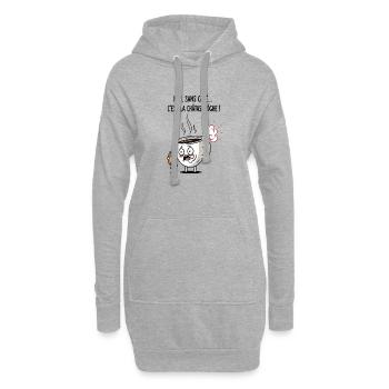 Koffein-Krise-Tassen-Cartoon - Hoodie-Kleid - Grau meliert - Vorne