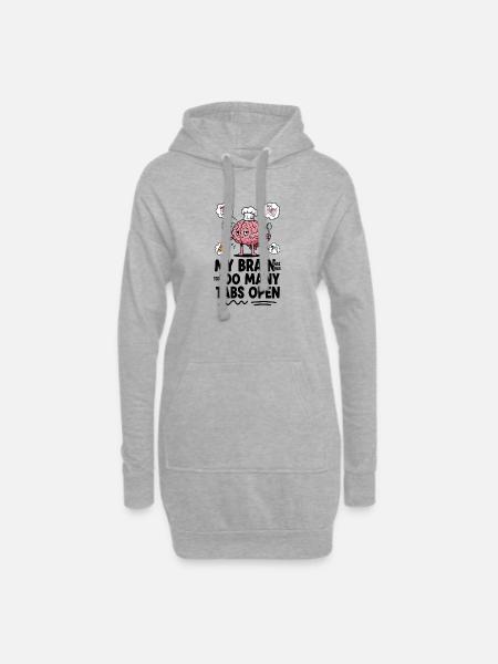 Brain Chef: Zu viele offene Tabs - Hoodie-Kleid - Grau meliert
