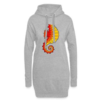 Hippocampe - Sweat-shirt à capuche long Femme - gris chiné - Devant