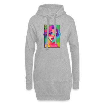 Glam Girl Portrait - Sweat-shirt à capuche long Femme - gris chiné - Devant