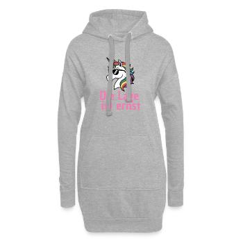 LAGE IST ERNST, COOLES EINHORN! LUSTIGER SPRUCH - Hoodie-Kleid - Grau meliert - Vorne