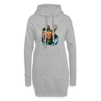Le roi Poséidon avec le Trident - Sweat-shirt à capuche long Femme - gris chiné - Devant