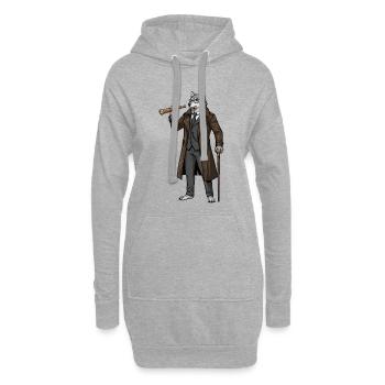 Loup Steampunk Capitaine Longue-Vue Aristocrate - Sweat-shirt à capuche long Femme - gris chiné - Devant