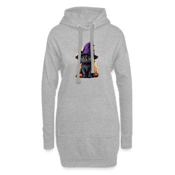 Costume de Sorcière Chat Halloween - Sweat-shirt à capuche long Femme - gris chiné - Devant