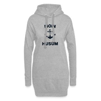Moin Husum – Maritimes Anker-Design - Hoodie-Kleid - Grau meliert - Vorne