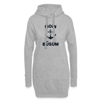 Moin Büsum – Maritimes Anker-Design - Hoodie-Kleid - Grau meliert - Vorne