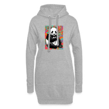panda - Sweat-shirt à capuche long Femme - gris chiné - Devant