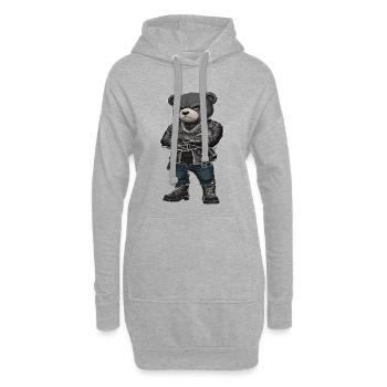 Rocker Bär Lederjacke Biker - Hoodie-Kleid - Grau meliert - Vorne