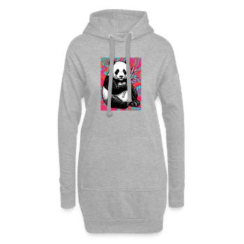 panda - Sweat-shirt à capuche long Femme - gris chiné - Devant