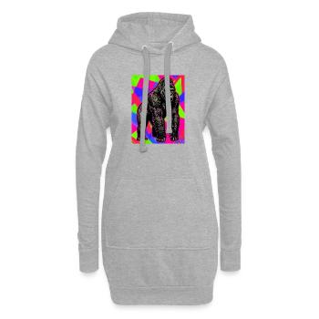 gorille - Sweat-shirt à capuche long Femme - gris chiné - Devant