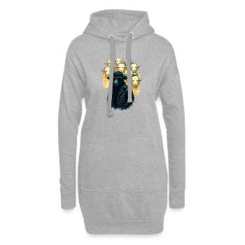 Mouton Noir Anticonformiste en Veste de Cuir - Sweat-shirt à capuche long Femme - gris chiné - Devant