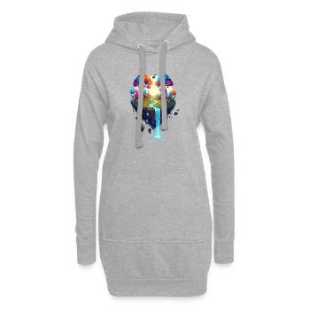 Schwebende Insel Traumland Farbenzauber Fantasie - Hoodie-Kleid - Grau meliert - Vorne