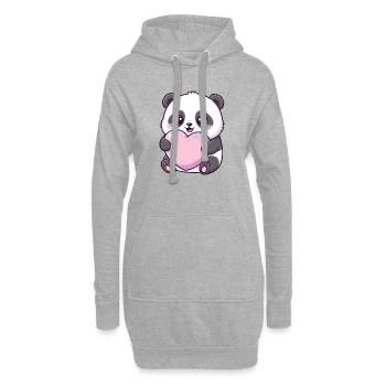 Kawaii Panda Herzliebe - Hoodie-Kleid - Grau meliert - Vorne
