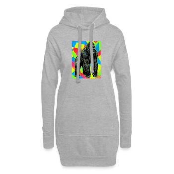 gorille - Sweat-shirt à capuche long Femme - gris chiné - Devant