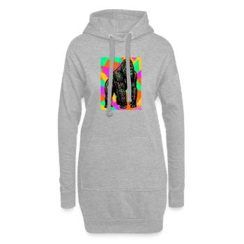 gorille - Sweat-shirt à capuche long Femme - gris chiné - Devant