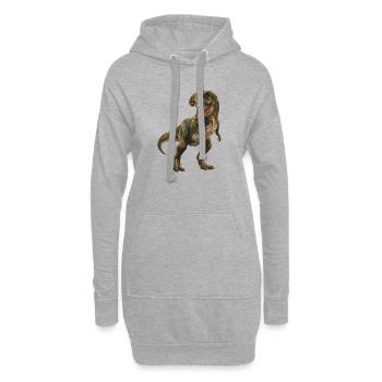Geometrischer grüner T-Rex Low Poly Tarnmuster - Hoodie-Kleid - Grau meliert - Vorne