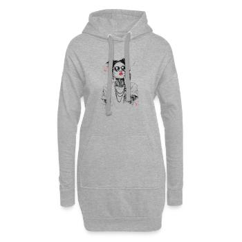 Girl Noir Queen mit roten Lippen - Hoodie-Kleid - Grau meliert - Vorne