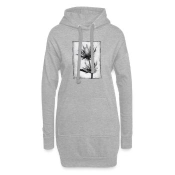 Distel - handgeschnitzte Druckvorlage - Hoodie-Kleid - Grau meliert - Vorne