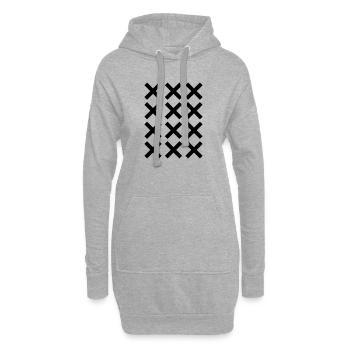 Conception de la grille en X - Sweat-shirt à capuche long Femme - gris chiné - Devant