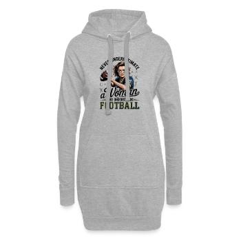 Unterschätze niemals Frauen, die Fußball verstehen - Hoodie-Kleid - Grau meliert - Vorne