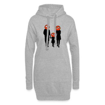 Familie Silhouette Liebe Kinder Eltern Mama Papa - Hoodie-Kleid - Grau meliert - Vorne