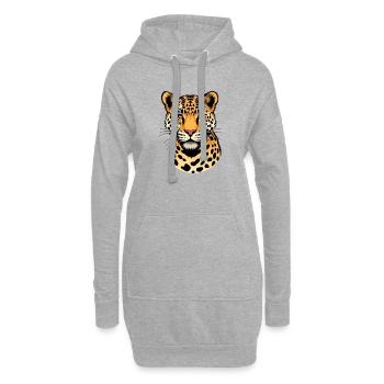 Leopard Leopardenkopf Geschenk Katzenliebhaber - Hoodie-Kleid - Grau meliert - Vorne
