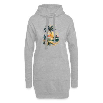 T-shirt premium de plage Sun Wave Palm Trees pour les Fêtes - Sweat-shirt à capuche long Femme - gris chiné - Devant