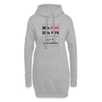 50% Mama 50% Papa Baby Waschetikett Spruch Familie - Hoodie-Kleid - Grau meliert - Vorne