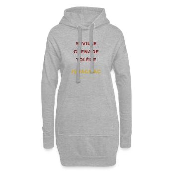Ispagnac Lozère - Séville - Grenade - Tolède - Sweat-shirt à capuche long Femme - gris chiné - Devant