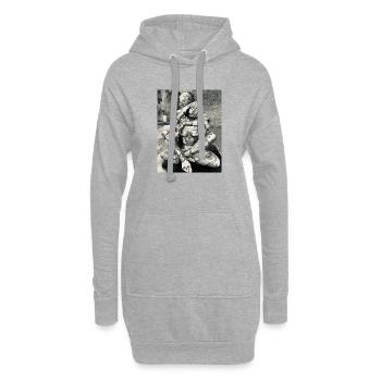 Géométrie du corps en duo - Sweat-shirt à capuche long Femme - gris chiné - Devant