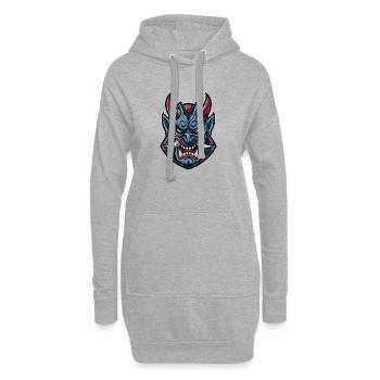 Masque de guerre du Masque Démoniaque Bleu - Sweat-shirt à capuche long Femme - gris chiné - Devant
