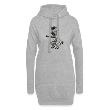Le zèbre s’accroupit - Sweat-shirt à capuche long Femme - gris chiné - Devant