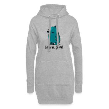 T-shirt ours rigolo - En vrai ça va - Sweat-shirt à capuche long Femme - gris chiné - Devant