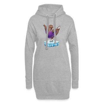 Walross als Eiskunstläuferin auf Eisscholle Kür - Hoodie Dress - heather grey - Front