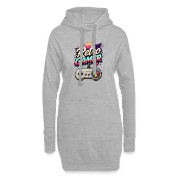 Retro Gamer Neon - Sweat-shirt à capuche long Femme - gris chiné - Devant