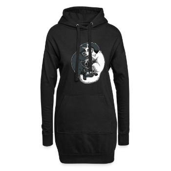 Yin Yang Foxes (weißer Rand) - Hoodie-Kleid - Schwarz - Vorne