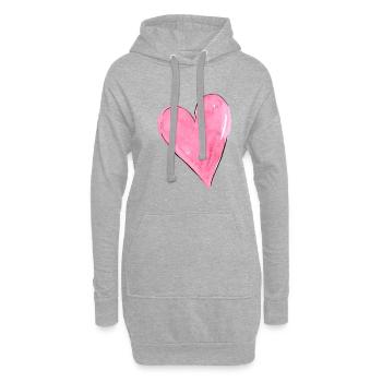 Cœur Rose - Sweat-shirt à capuche long Femme - gris chiné - Devant