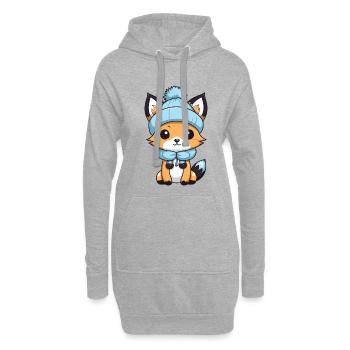 Fuchs Winter Comic - Hoodie-Kleid - Grau meliert - Vorne