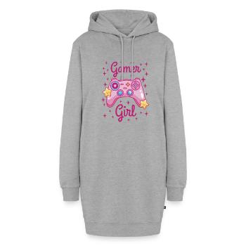 Fille Gamer mignonne - Sweat-shirt à capuche long Femme - gris chiné - Devant